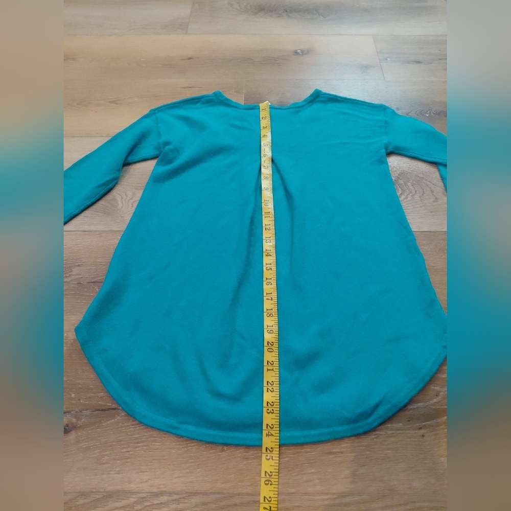 Saks Fifth Avenue Turquoise Long Sleeve Tee Sz Xs 100% Cashmere - Picture 8 of 8